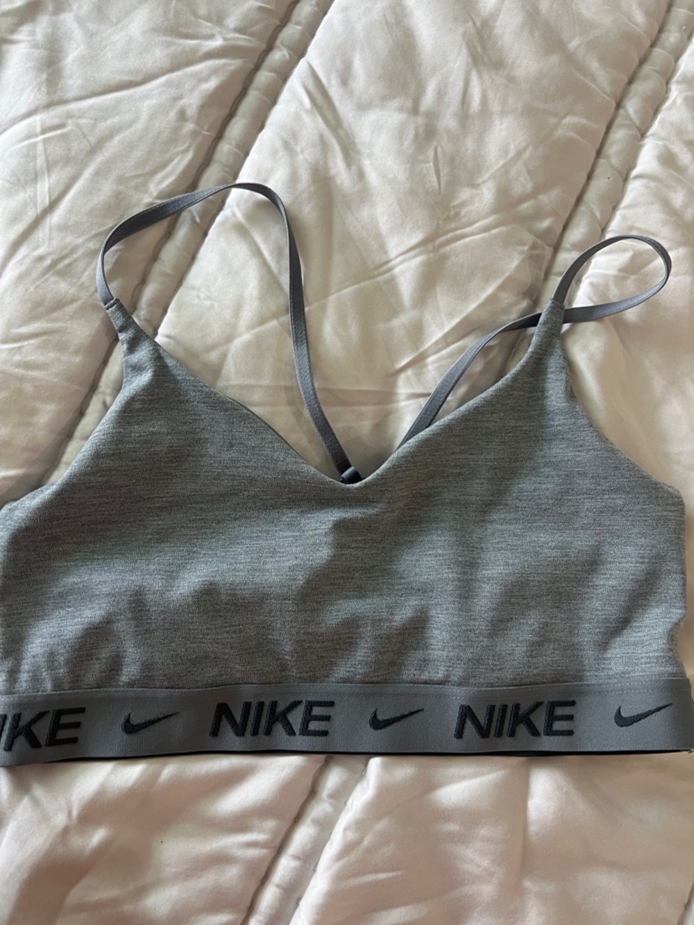 Nike Grey Logo Light-Support Sports Bralette